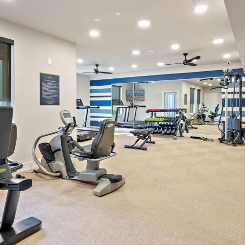 a gym with exercise equipment