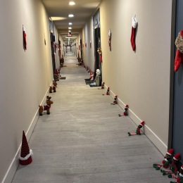 hallway with Christmas decor